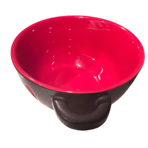 World Market Ramen Bowl With Handles Black Red Ceramic Soup Bowl BEAUTIFUL - Picture 4 of 7